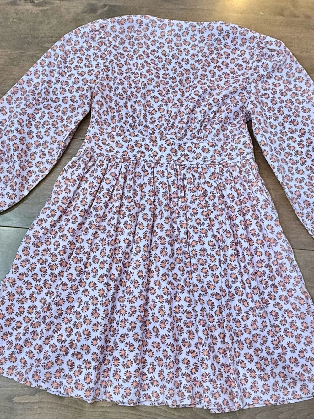 J. Crew Pink Floral V-Neck Puff Sleeve Dress
